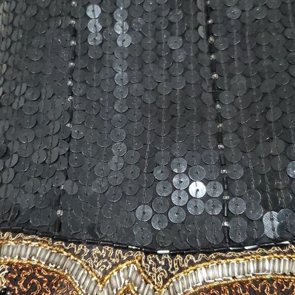 Vintage Sequin & Embroidered Silk Top with Dolman Sleeves by Justine Todd Size M - Picture 11 of 13